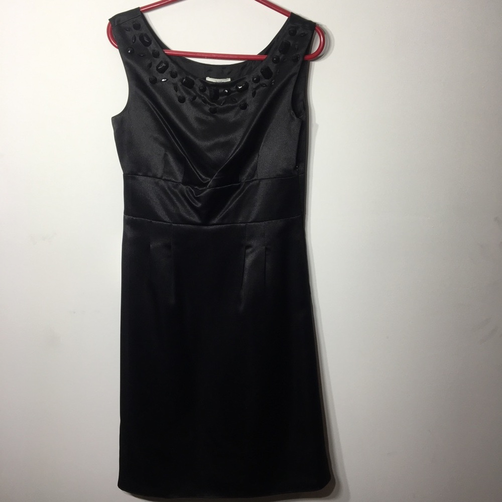 Ann Taylor Loft Cocktail Black Dress with Jewels on neckline NEW NWT